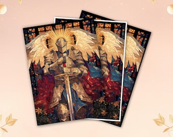 MTG Kartenhüllen, Stained Glass Knight Angel TKG Hüllen, Standardgröße, Matt / Folie.