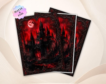 MTG Card Sleeves - Blood Moon Vampire Castle Art Sleeves, Border & Finishes Options, Standard Size