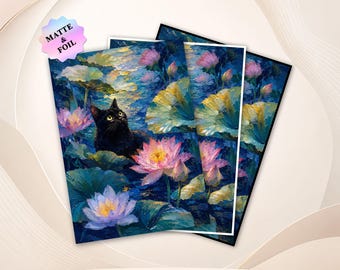 Bustine protettive per carte MTG - Opzioni di bordi e finiture per bustine protettive per carte TCG Black Cat e Lotus Pond.