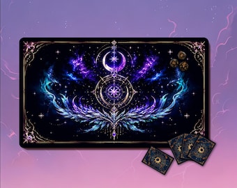 MTG Playmat - Celestial Purple Wings Custom TCG Mat, 24"×14”/31"×15.5“,  Zone/Seam