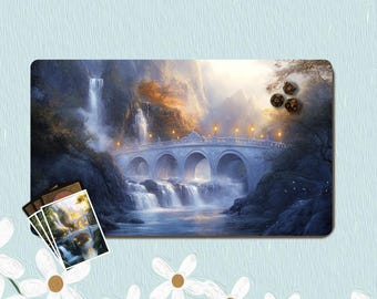 LOTR Playmat, Rivendell Theme MTG Playmat- 3 mm, 24 "x14", Naht & Zones Optionen