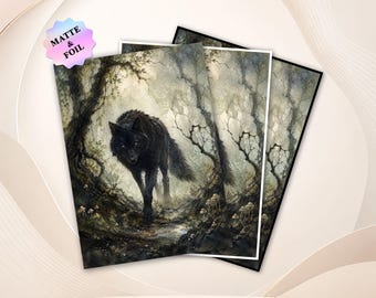 Bustine protettive per carte MTG - Bustine protettive per carte TCG "Forest Wolf", opzioni di bordo e finitura, formato standard