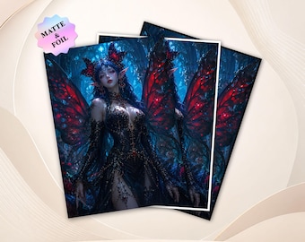 MTG Card Sleeves - Dark Fairy Queen Tcg Sleeves, Border & Finishes Options, Standard Size