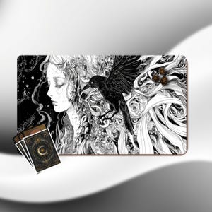MTG Playmat, Gothic Witch TCG Playmat: 3mm Thickness, 24"×14", Zones & Seam Options.