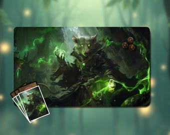 MTG Krabbeldecke, Dark Fantasy Rat Magier TKG Krabbeldecke - 3 mm, 24"x14", Naht & Zone Optionen