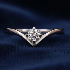 0.60ct Lab Grown Diamond Engagement Ring, V Shape Solitaire Wedding Ring, Anniversary Gift For Her, Handmade Jewelry 14K Gold Lab Grown Ring