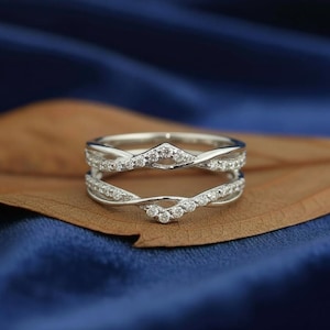 Wrap Enhancer Moissanite Diamond Engagement Band Guard Wedding Band Bridal 14K Gold Anniversary Gift Ring Stacking Promise Handmade Jewelry