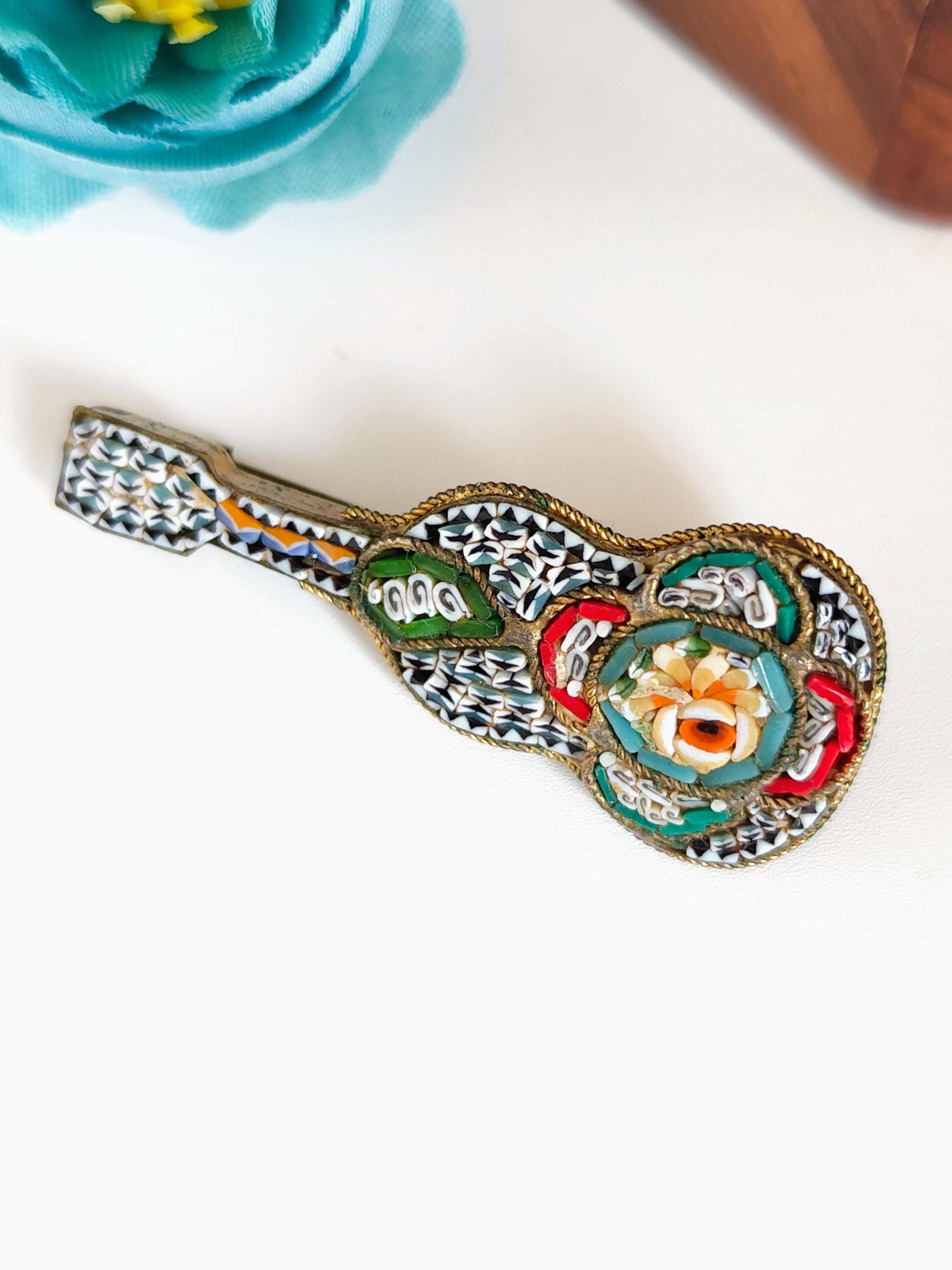 Broche Pin's Guitare Instrument De Musique - Style Vintage Années 70 - Bijou Fantaisie