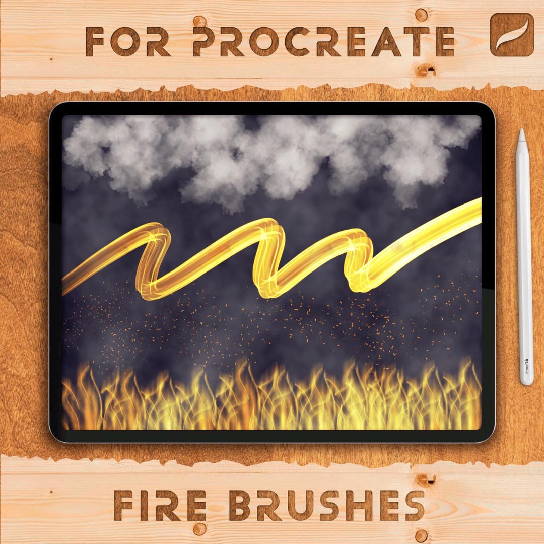 Fire Brushes for Procreate – Smoke Stamps, Textures | Brush Set, Pack ...