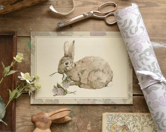 Watercolor Bunny Rabbit Print: Vintage Nursery Decor