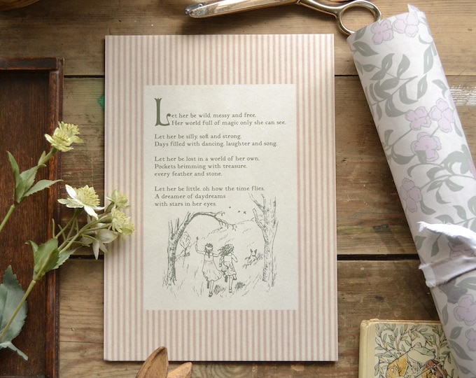 Girlhood Poem Art Print: Sketched Nursery Decor, Cottagecore