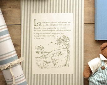 Long Live Boyhood Poem Art Print: Sketched Nursery Decor