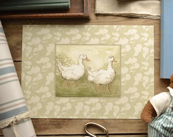 Aquarell Enten Print: Vintage Cottage, Cottage, Babyzimmer Dekoration
