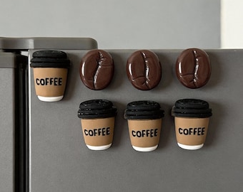Imanes realistas para tazas y granos de café, decoración de barra de espresso, miniatura de comida de resina 3D, regalo para amantes del café, accesorio estético de cocina