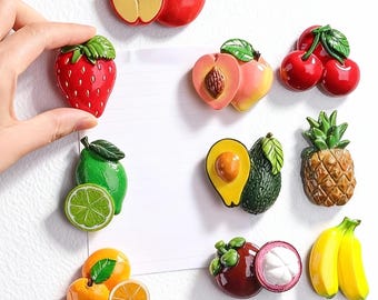 3D Fruit Fridge Magnets , Cute Food Magnets for Refrigerator, Colorful Kitchen Decor, Kawaii Mini Fruit Magnets, Housewarming Gift