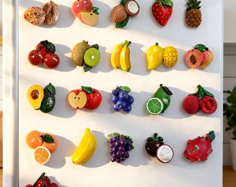 3D Fruit Fridge Magnets , Cute Food Magnets for Refrigerator, Colorful Kitchen Decor, Kawaii Mini Fruit Magnets, Housewarming Gift