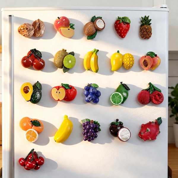 Imanes de frutas 3D para nevera, bonitos imanes de comida para nevera, decoración colorida para la cocina, mini imanes de frutas kawaii, regalo de inauguración de la casa.