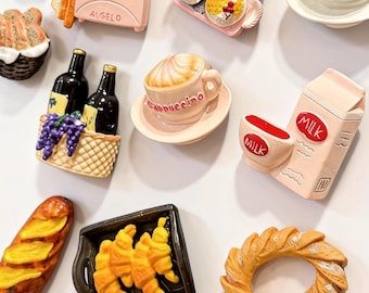 Cute Food Fridge Magnets , Mini Dessert & Coffee Refrigerator Magnets, Kitchen Decor Accessories, Housewarming Gift for Food Lovers