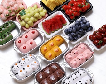Kawaii 3D Food & Cute Animal Fridge Magnet , Mini Tray Style Refrigerator Magnets, Cute Kitchen Decor, Fun Home Gift