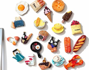 3D Food Fridge Magnet , Cute Mini Refrigerator Magnets, Kawaii Kitchen Decor, Coffee Dessert Bread Magnets, Housewarming Gift