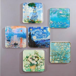 Imán para refrigerador con estilo artístico, mini imán cuadrado para refrigerador, decoración estética para la cocina, pequeño imán artístico para el hogar o la oficina.