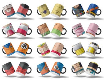 20 plantillas de tazas de Dragon Ball para sublimación