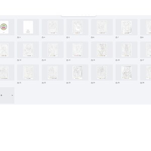 Op de afbeelding: Een verzameling van diverse kunstdrukken en wenskaarten, weergegeven in een raster. De prints tonen ingewikkelde lijntekeningen, terwijl de wenskaarten kleurrijke ontwerpen en tekst hebben. Het algemene thema is artistiek en creatief.