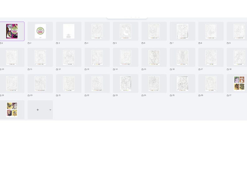 Op de afbeelding: Een verzameling van diverse kunstdrukken en wenskaarten, weergegeven in een raster. De prints tonen ingewikkelde lijntekeningen, terwijl de wenskaarten kleurrijke ontwerpen en tekst hebben. Het algemene thema is artistiek en creatief.