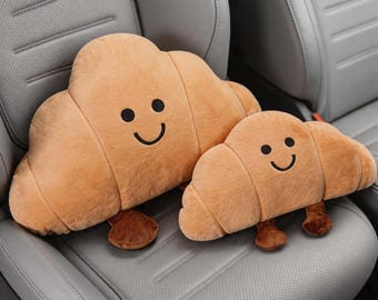 Croissant Plush Car Neck Pillow, Cute Bread Car Headrest Pillow, Soft Car Lumbar Support Pillow, Funny Car Decor, Gift for Her