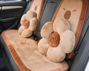 Capybara Car Headrest Pillow, Cute Car Seat Cushion, Soft Plush Car Neck Pillow, Car Lumbar Support Pillow, Car Accessories Gift for Her