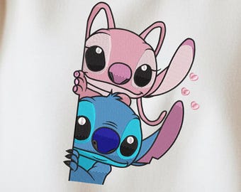 Kawaii Stitch Heart Eyes Embroidery Design: Lilo Ana Stitch (PES File) [7 Sizes]