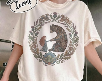 Comfort Color Retro Pixar Brave Floral Shirt, Disney Merida Princess And Elinor Queen Bear Tee, WDW Disneyland Family Trip Tee YSYS13