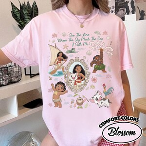 Camisa de princesa Moana con lazo vintage y colores cómodos, camiseta de Disney Maui Hei Hei Pua, camiseta de princesa para viaje de Disneyland WDW Girls RLSZ10 imagen 4