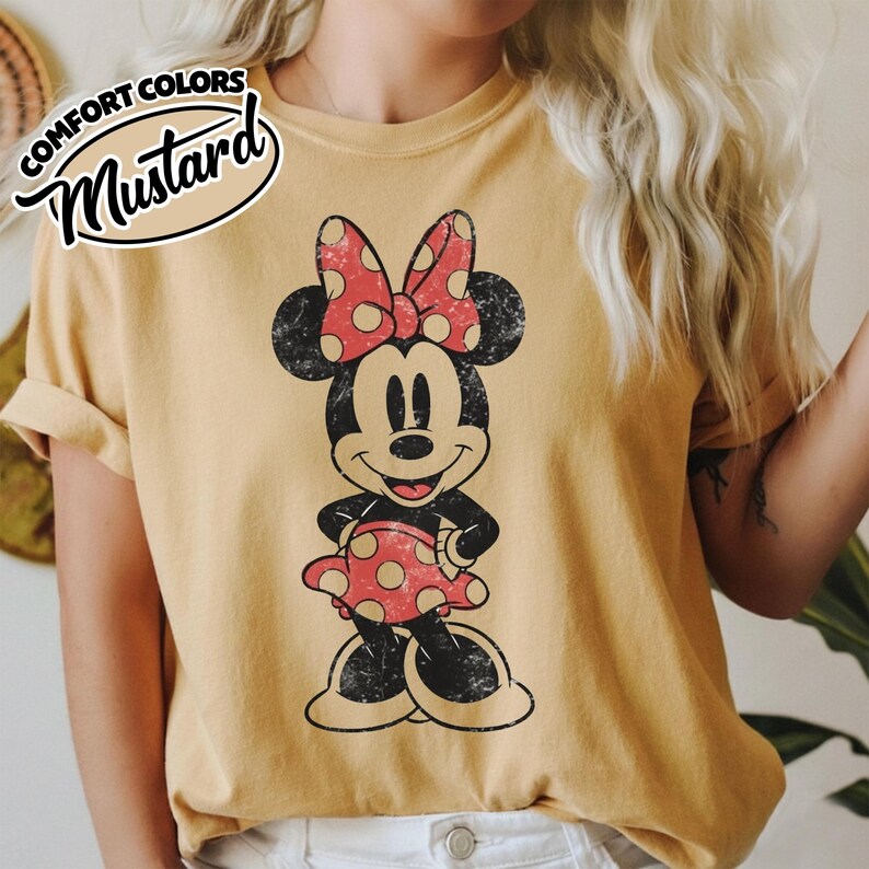 Comfort Color Cute Minnie Mouse Classic Portrait T-Shirt, Retro Disney Trip Shirt, Vintage Minnie Shirt, Disney Family Vacation Trip YSZ202 image 7