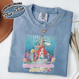 Camiseta Comfort Color Vintage "Quiero estar donde no haya gente", Camiseta de la Princesa Ariel de La Sirenita de Disney, Vacaciones en Magic Kingdom RLTF14 imagen 13
