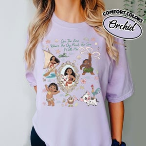 Camisa de princesa Moana con lazo vintage y colores cómodos, camiseta de Disney Maui Hei Hei Pua, camiseta de princesa para viaje de Disneyland WDW Girls RLSZ10 imagen 5