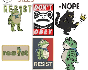 Resist Frog Embroidery Design Bundle: Protest Patches (Digital Download)