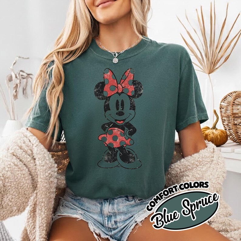 Comfort Color Cute Minnie Mouse Classic Portrait T-Shirt, Retro Disney Trip Shirt, Vintage Minnie Shirt, Disney Family Vacation Trip YSZ202 image 14
