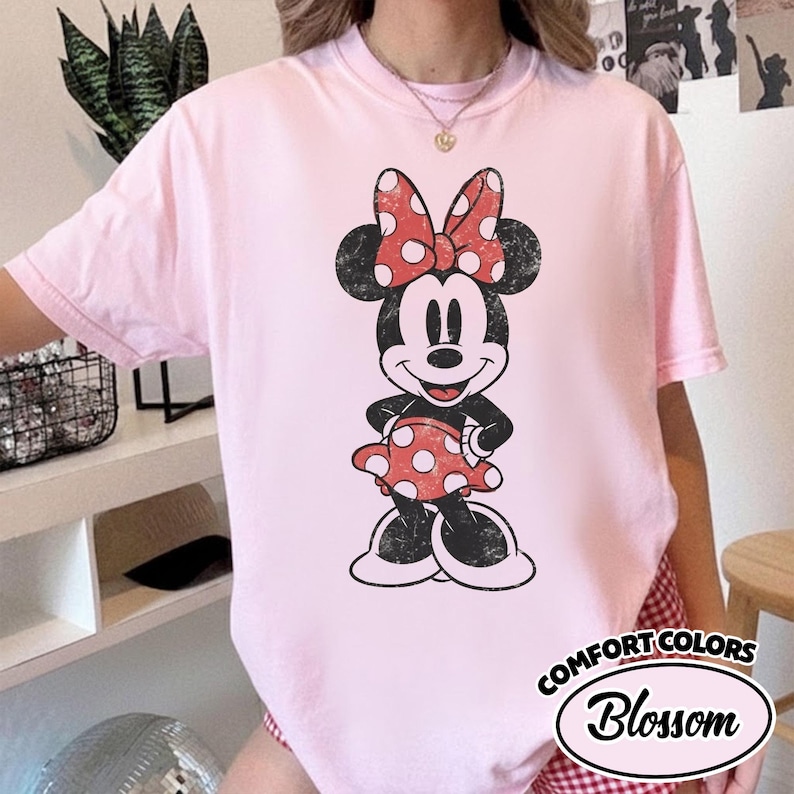 Comfort Color Cute Minnie Mouse Classic Portrait T-Shirt, Retro Disney Trip Shirt, Vintage Minnie Shirt, Disney Family Vacation Trip YSZ202 image 1