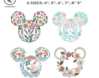 Diseño floral de Minnie Mouse para bordar a máquina: Corona de primavera (descarga digital)