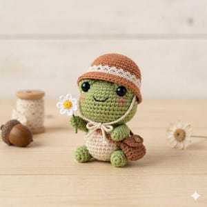 Crochet Frog, Handmade Frog Amigurumi, Cute Froggy Plush, Cottagecore Frog Decor, Gift for Frog Lover, Tiny Frog Toy Y-02042625C