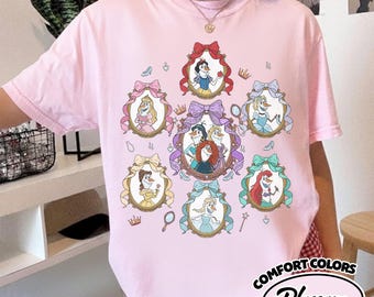 Camiseta Comfort Color Watercolor Coquette Bows Olaf Disney Princess Characters, Magic Kingdom Girl Trip YSYN07