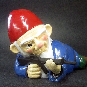 Combat Garden Gnome in prone position with M-16 image 1