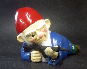 Combat Garden Gnome (in prone position with M-16)