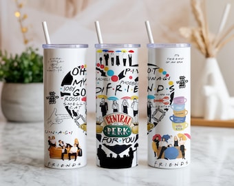 Friends TV Show Tumbler Wrap PNG | Central Perk Collage | 20oz Straight & Tapered | Sublimation Skinny Cup Wrap