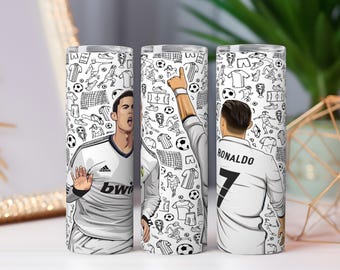 Envoltura para vaso de Ronaldo, estrella del fútbol, PNG: Diseño de sublimación de jugador de fútbol (descarga digital)