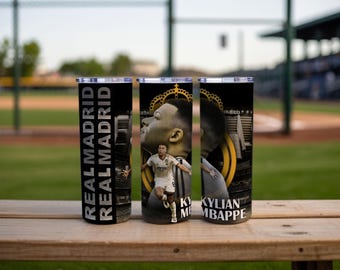 Kylian Mbappe Real Madrid Tumbler Wrap, Soccer Star PNG, Digital Download