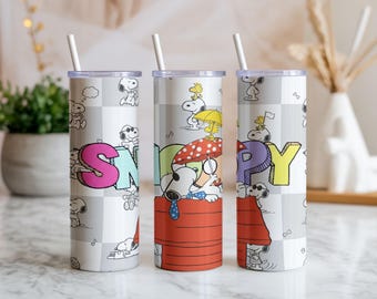 Snoopy Tumbler Wrap | Cartoon Dog Design, 20oz 30oz (PNG Download)