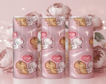 Kissing Cats Tumbler Wrap PNG | Valentine's Day Gift (20oz Tumbler, Digital Download)