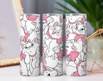 Kitty Tumbler Wrap PNG | Cartoon Cat Design (Digital Download)